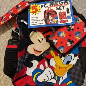Bioworld Mickey Mouse 5-Piece Backpack Set - Red and Black